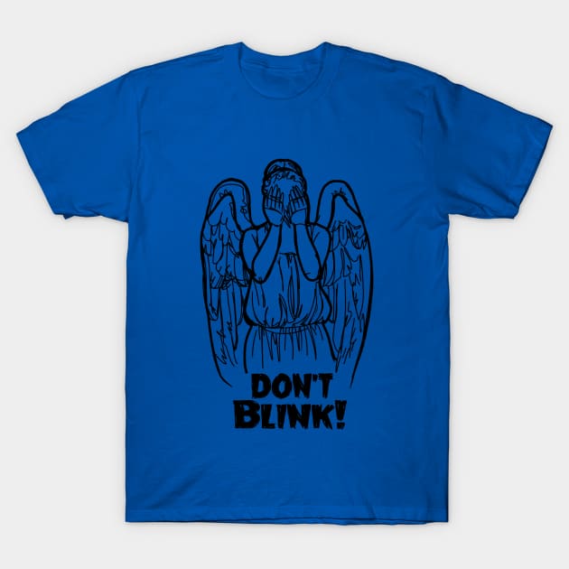 Don't Blink Winking Angel Bad Line Art T-Shirt by CatsandBats